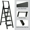 thumbnail image 4 of 5 Step Ladder, Holaki 5-Step Folding Ladder with Wide Anti-Slip Pedals, 600lbs Lightweight Portable Sturdy Steel Step Stool for Home Kitchen Office, 4 of 8