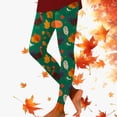 thumbnail image 2 of Women's Leggings Thanksgiving Turkey Maple Leaf Print 4-Way Stretch Casual Running Workout Leggings, 2 of 5
