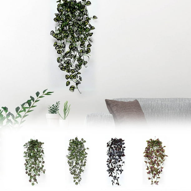 Decoración de pared de vegetación artificial colgante | Planta colgante de pared de enredadera de plástico realista con follaje exuberante y cascada | Jardín vertical de acento de pared de falso