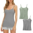 thumbnail image 2 of DJskiyers Women's Camisole Tops Cotton Basic Undershirts Adjustable Straps Tank Top Plus Size Fitted Camisoles Casual Pajamas, 2 of 4