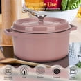 thumbnail image 2 of Dutch Oven Pink,Enameled Cast Iron Dutch Oven with Lid, 5 Quart Round Nonstick Enamel Cookware Crock Pot,Dutch Oven with Dual Handle and Cover Casserole Dish 9.45 Inch, 2 of 6