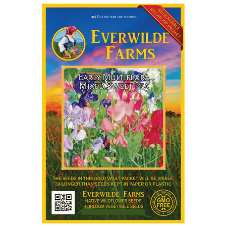 Everwilde Farms - 50 Early Multiflora Mixed Sweet Pea Garden Flower Seeds - Gold Vault Jumbo Bulk Seed
