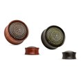 thumbnail image 3 of Organic Ear Plugs Lattice Brass Inlay Wood Saddle Fit Double Flare Plugs, 3 of 10