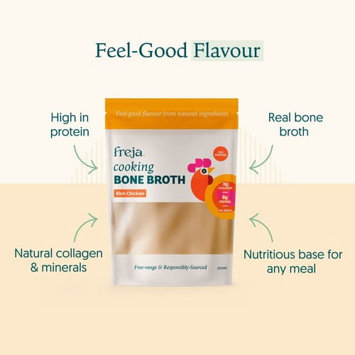 Freja Rich Chicken Cooking Bone Broth 350ml, British Import (Pack of 3)