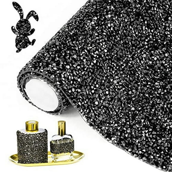 Locacrystal Bling Rhinestone Sticker DIY Home Decor Stickers Self-Adhesive Crystal Sheet Stickers for Cars & Crafts Decoration(Black,9.4"x15.8")