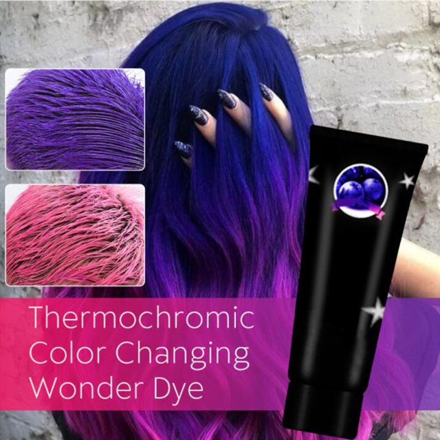 Crema de tinte para el cabello que cambia termocrómico, tinte de color para el cabello, desechable, fácil de utilizar, color para el cabello para - Púrpura roja Púrpura Yinane Tinte para el cabello