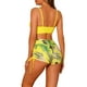 thumbnail image 3 of Conjuntos de bikini con tirantes para mujer, 2 piezas, estampado tropical, pantalones cortos de cintura alta, trajes de baño, talla X pequeña, amarillo, 3 of 5