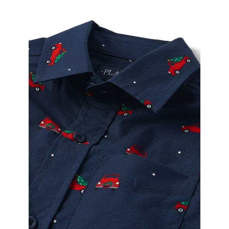 The Children's Place Boys Long Sleeve Truck Print Button Up The Children's Place Boys Long Sleeve Truck Print Button Up