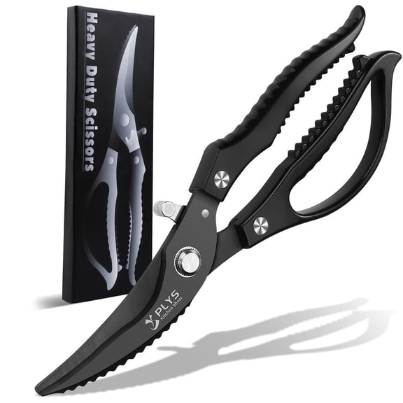Poultry Shears Heavy Duty, Plys Kitchen Scissors All Purpose, Easy Use Stainless Steel Cooking Scissors, Black Handle, #WTZG225