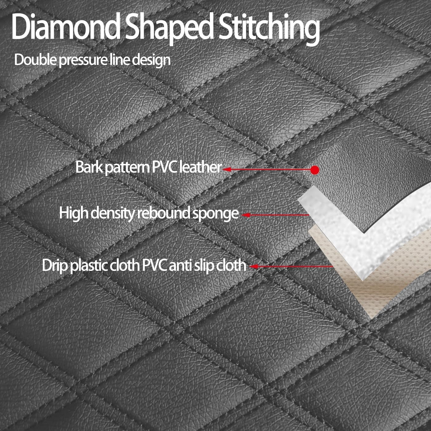 Autoking Cover Leather Front Car Seat Cover, Anti-Slip and Full Wrap Driver Car Seat Protectors with Storage Pocket, Luxury Bottom Auto Seat Cushion (Gray)