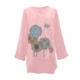 thumbnail image 4 of Uhndy Women's Plus Size Casual Shirts V Neck Long Sleeve Floral Print Summer Autumn Loose Shirt Tops, Women's Loose Tops, 4 of 5