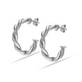 thumbnail image 3 of Charmsy Rhodium Plated Twisted Small C Hoop Earrings for Women 25 MM, 3 of 5