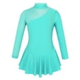 thumbnail image 2 of Alvivi Kids Girls Figure Ice Skating Dress Mock Neck Tulle Splice Ballet Dance Leotard 4-14, 2 of 6