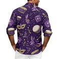 thumbnail image 3 of Fgvctg Carnival Party Long Sleeve Button Down Shirts for Men V Neck Shirts Classic Collared Blouse Mask Print Oversized Business Casual Outfits Dark Purple 2XL, 3 of 6