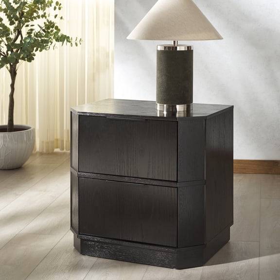 Safvaieh Couture Aerilyn Traditional Wood and Metal Nightstand, Black