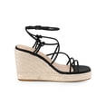 thumbnail image 3 of BLISSFUL STEP Women's Strappy Wedges Heels Espadrille Wedge Sandals Black 7, 3 of 6