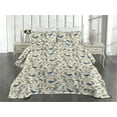 thumbnail image 2 of Ambesonne Cottagecore Quilted Coverlet 2 Pcs, Birds on Branches Art, Twin Size, Cream and Dark Lavender, 2 of 4
