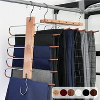 Altai Republic European Beechwood Pants Hangers Space Saving ,5 in 1 Trouser hanger Scarf hanger Jean hanger for closet, Multi Hanger, Magic Hanger, Wardrobe Clothes Hanger Holder (Natural)