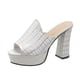 thumbnail image 1 of Amzcrzy Zapatos de mujer,Zapatos de mujer,Zapatillas de mujer, Zapatillas de verano para mujer, de tacón alto y grueso, con boca de pez, de color liso Sandalias Mujer Zapatillas De Casa, 1 of 5