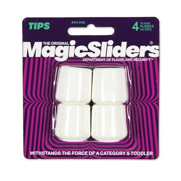 Magic Sliders 5954391 Rubber Round Leg Tip, White - 0.88 in. - Pack of 4
