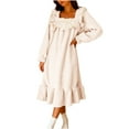 thumbnail image 6 of Gfyviroh Long Flannel Nightgowns for Women Ruffled Hem Square Neck Nightdress Cozy Long Sleeve Cute Sleepwear Nightshirts, 6 of 6