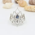 thumbnail image 2 of Earth Gems Jewelry Moonstone Ring Sterling Silver Rings Lotus Design Ring Statement Ring for Women, 2 of 9