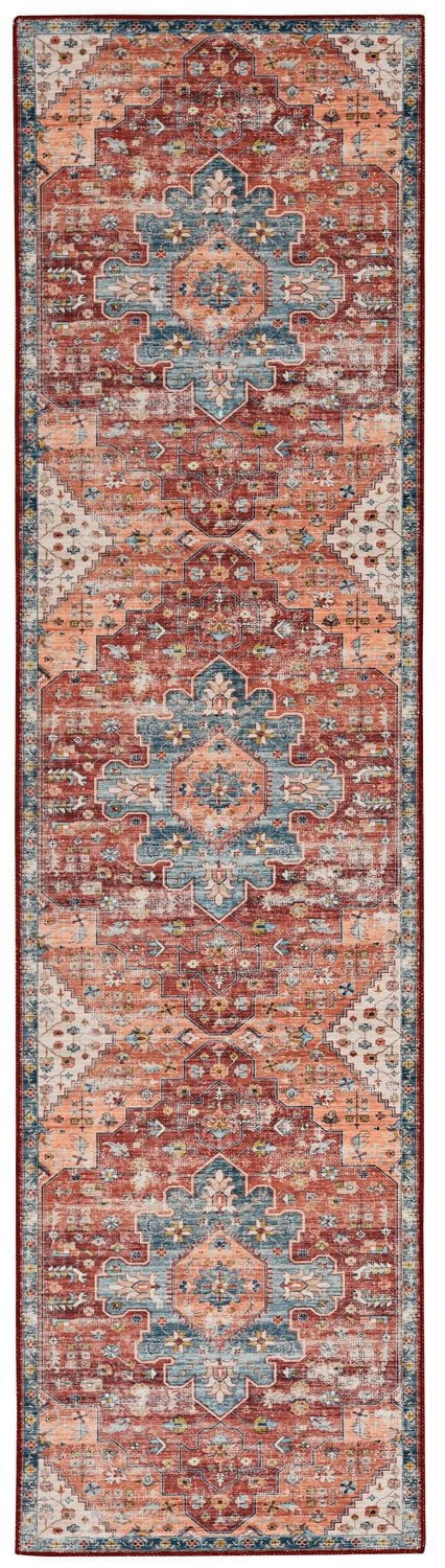 Carter 2' x 8' Washable Runner, Rust and Ivory