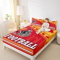 thumbnail image 4 of jejeloiu Football Sport Queen Sheet Sets,Red Orange Bed Set For Rugby Gamer 4pcs, 4 of 7