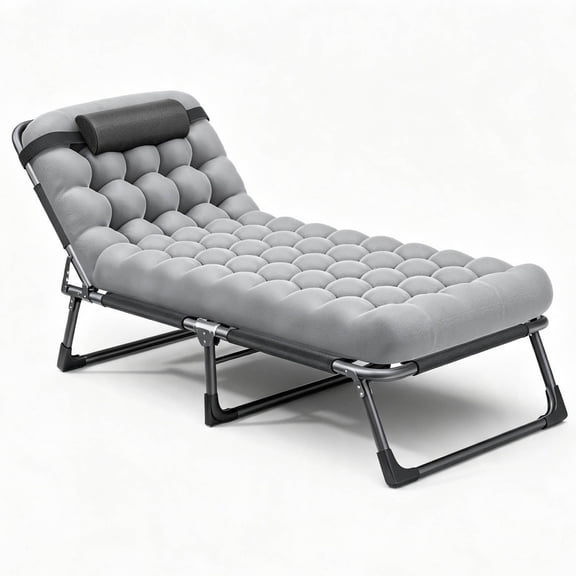 Turcyy Portable Folding Recliner Chair with Soft Cushion for Bedroom, Office and Backyard Outdoor Relaxation