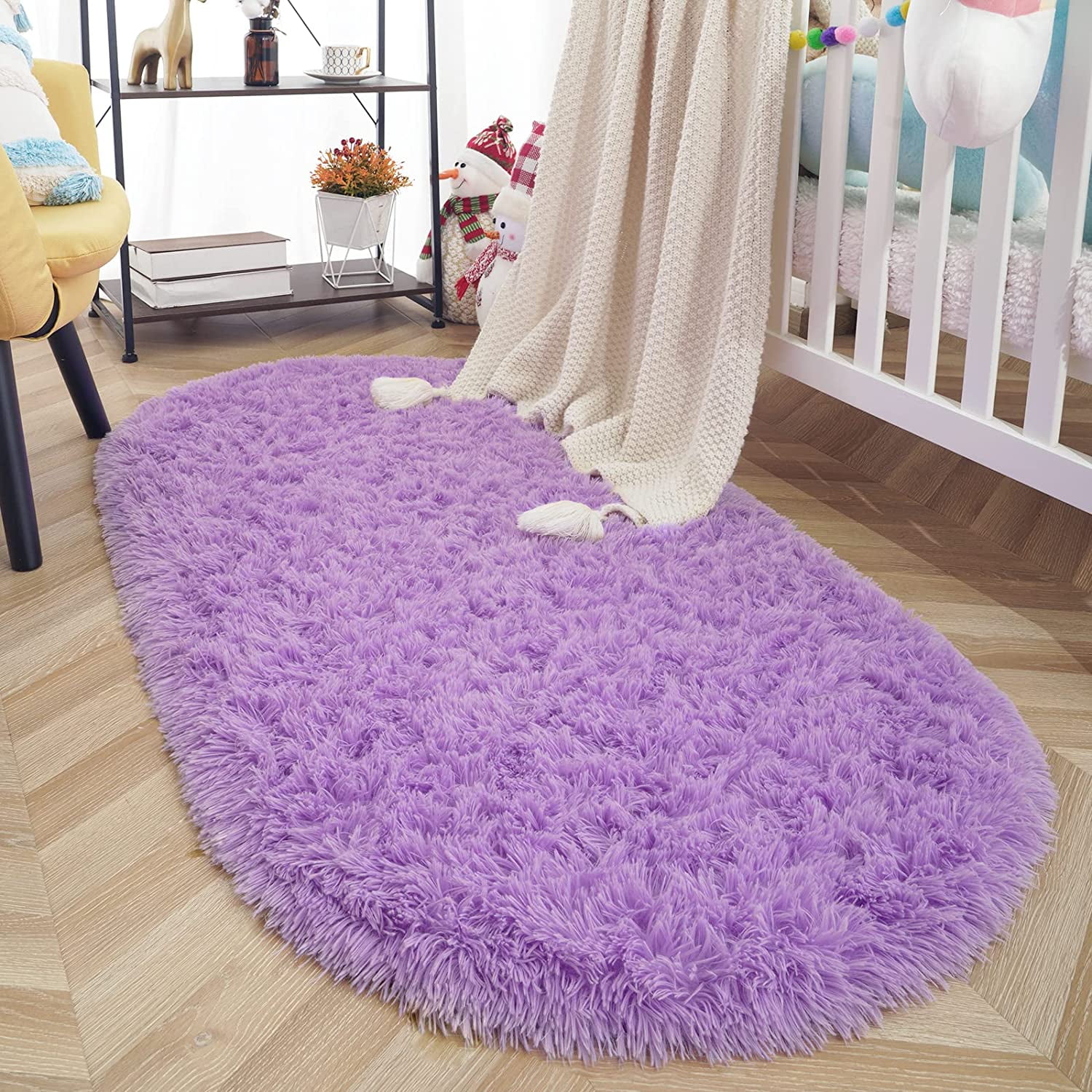 Noahas Ultra Soft Fluffy Bedroom Rugs For Kids,2.6'x5.3',Purple