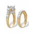 thumbnail image 2 of PalmBeach Jewelry Round and Princess-Cut CZ 2 Piece Bridal Ring Set 4.69 CTW Two-Tone 18k Gold-Plated or Platinum-Plated Sterling Silver, 2 of 5