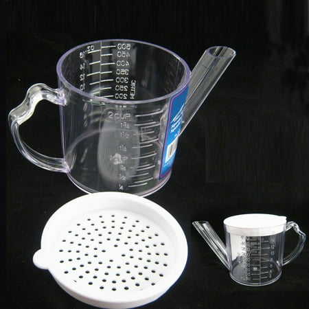 Gravy Oil Fat Separator Measuring 2 Cups W Strainer Seperator