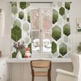 thumbnail image 4 of Sheer Curtain 63 Inch Length 2 Panels Light Filtering Window Curtain Sage Green Gold Geometric Sheer Voile Curtains Rod Pocket Window Treatment for Kitchen Living Room Modern Abstract Hexagon Pattern, 4 of 6