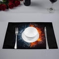 thumbnail image 2 of MKHERT Soccer Ball in Fire and Water Placemats Table Mats for Dining Room Kitchen Table Decoration 12x18 inch,Set of 4, 2 of 4