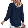 thumbnail image 4 of IROINNID Womens Long Sleeve V-Neck Shirts Summer Solid Color Chiffon Tops,Navy, 4 of 8