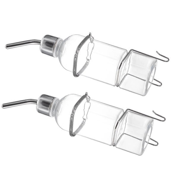 Pawsdot Pet Water Fountain Transparent Plastic Stainless Steel for Small Pets 2Pcs