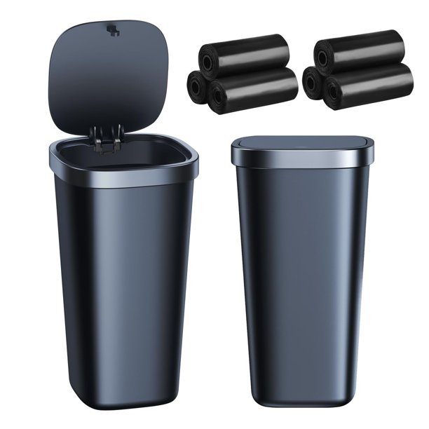 Minibote de basura para coche xuenair con tapa, 2 unidades, 90 bolsas, color negro