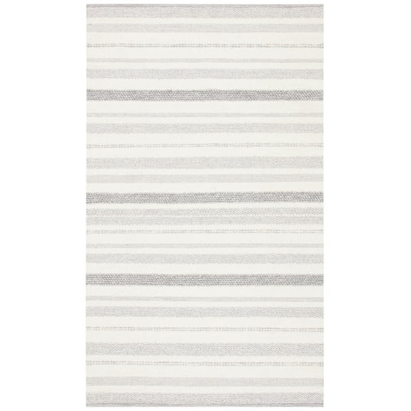 SAFAVIEH Striped Kilim Siofra Striped Cotton Area Rug, Ivory/Grey, 8' x 10'