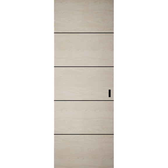 Hidden Barn | Planum 0015 Natural Veneer | Sturdy Finished Flush Modern Doors | Magic Concealed Sliding Set 18" x 80"