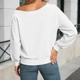 thumbnail image 6 of UJNDER Women's Off Shoulder Crewneck Sweatshirt Long Sleeve Casual Loose Fit Comfortable White M, 6 of 8