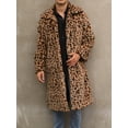 thumbnail image 3 of KelaJuan Men’s Faux Fur Coat Winter Warm Long Sleeve Leopard/Zebra Print Long Jacket Open Front Overcoat, 3 of 6