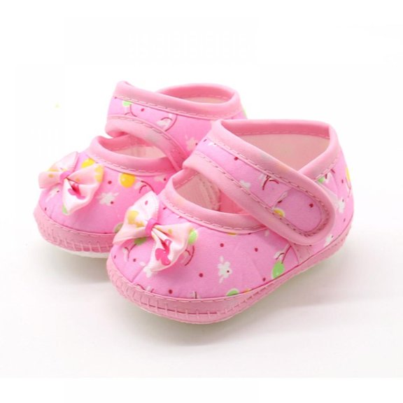 Soft Sole Cotton Baby Shoes - Infant Baby Walking Shoes Moccasinss Rubber Sole Crib Shoes 0-18M (Pink)
