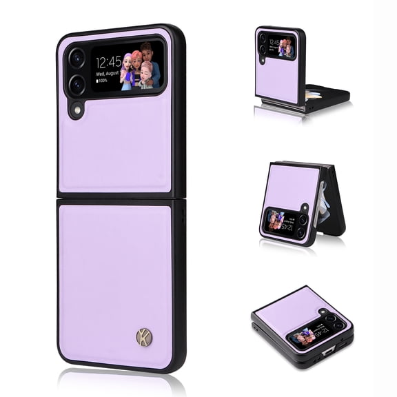 Nalacover Case for Samsung Galaxy Z Flip 3, Premium PU Leather Silicon Anri-Scratches Protective Frame Cover with Magnetic Attraction Folding Case for Samsung Galaxy Z Flip 3,Purple