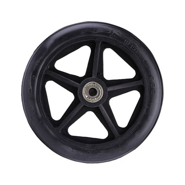 tamizeot 7inch Wheelchair Replacement Accessory Front Wheel Set Universal Traveling Luggage Casters PVC Easy Install Repairing 【dia.16-17cm】Black