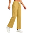 thumbnail image 3 of Sweatpants Women High Waisted Cotton Linen Drawstring Elastic Waist Trousers with Pockets Comfortable for Home Wear, 3 of 6