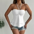 thumbnail image 2 of Tank Tops for Women,Style Neck Ruffled Camisole Peplum Tube Top Strapless Backless Summer Bandeau,Camisole Tops for Women,White,XL, 2 of 6