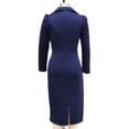 thumbnail image 7 of Ygbgbb Womens Dresses Blazer Lapel Double Breasted Fitted Waist Slim Midi Pencil Dress for Office Commute Business Formal Event Navy M, 7 of 7