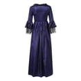 thumbnail image 6 of RYRJJ Women's Gorgeous Gothic Ball Gown Flared Sleeves Renaissance Vintage Medieval Dress Square Neck Lace Patchwork Masquerade Maxi Long Dress(Navy,4XL), 6 of 6