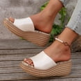 thumbnail image 4 of Mepaouo Womens Wedge Slide Sandals Clear Platform Summer Beach Shoes Espadrilles Slip on Sandal, 4 of 8