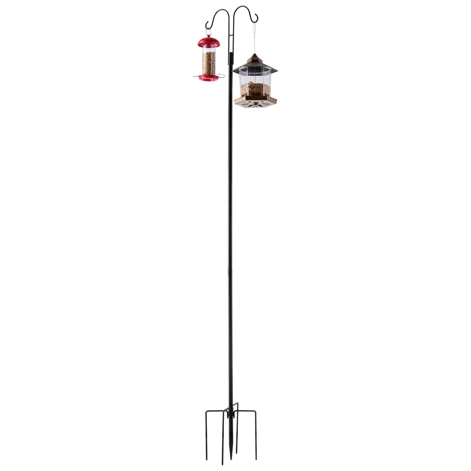Double Shepherd Hook 76 3/4 Thick 8 Pack, Heavy Wrought Iron, Outdoor Hanging Bird Feeder, Plant Basket, Wind Chimes